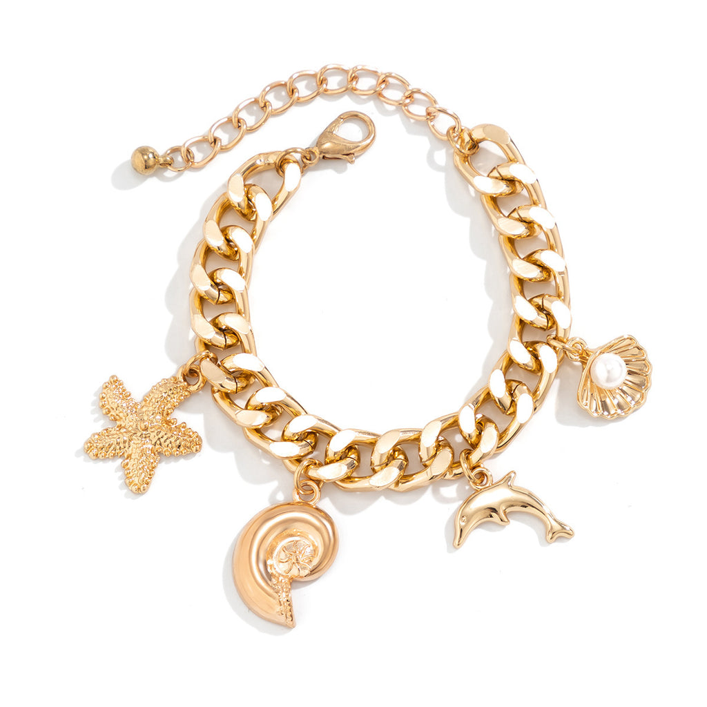 Creative Boho Conch Dolphin Starfish Pendant Choker Necklace