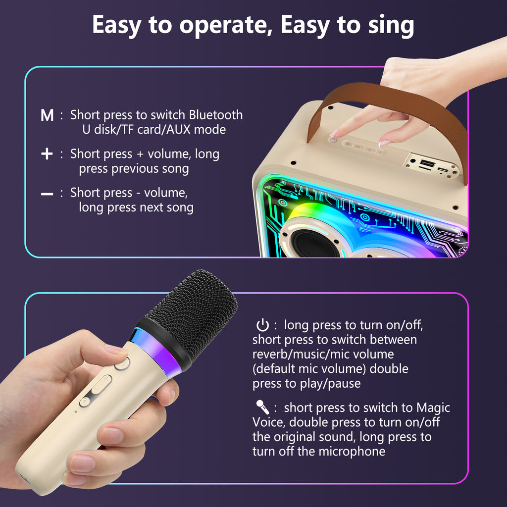 JYX D30 Karaoke With 2 Microphones&Bluetooth Speaker