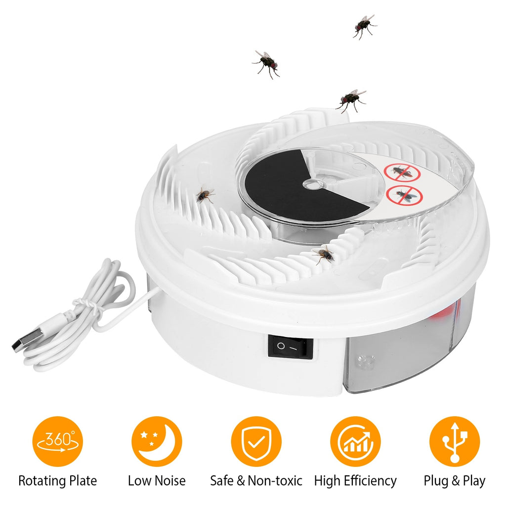 USB Powered Electric Fly Trap Automatic Flycatcher Rotating