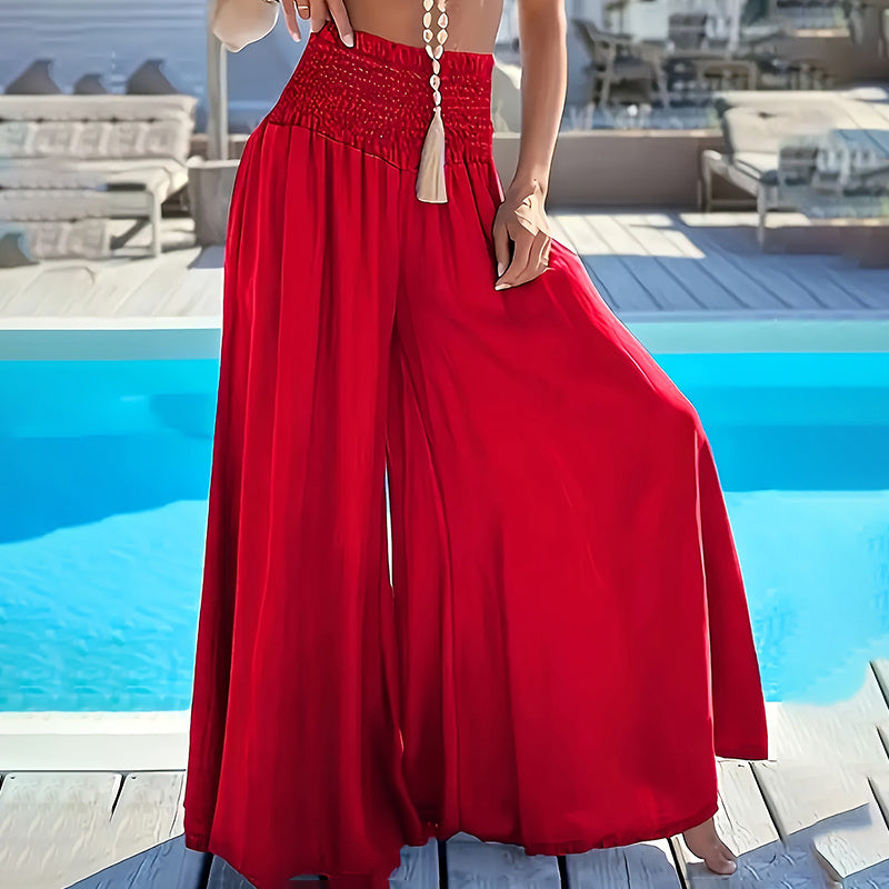 Womens Plus Size Palazzo Long Pants High Waist Wide Leg Stretchy