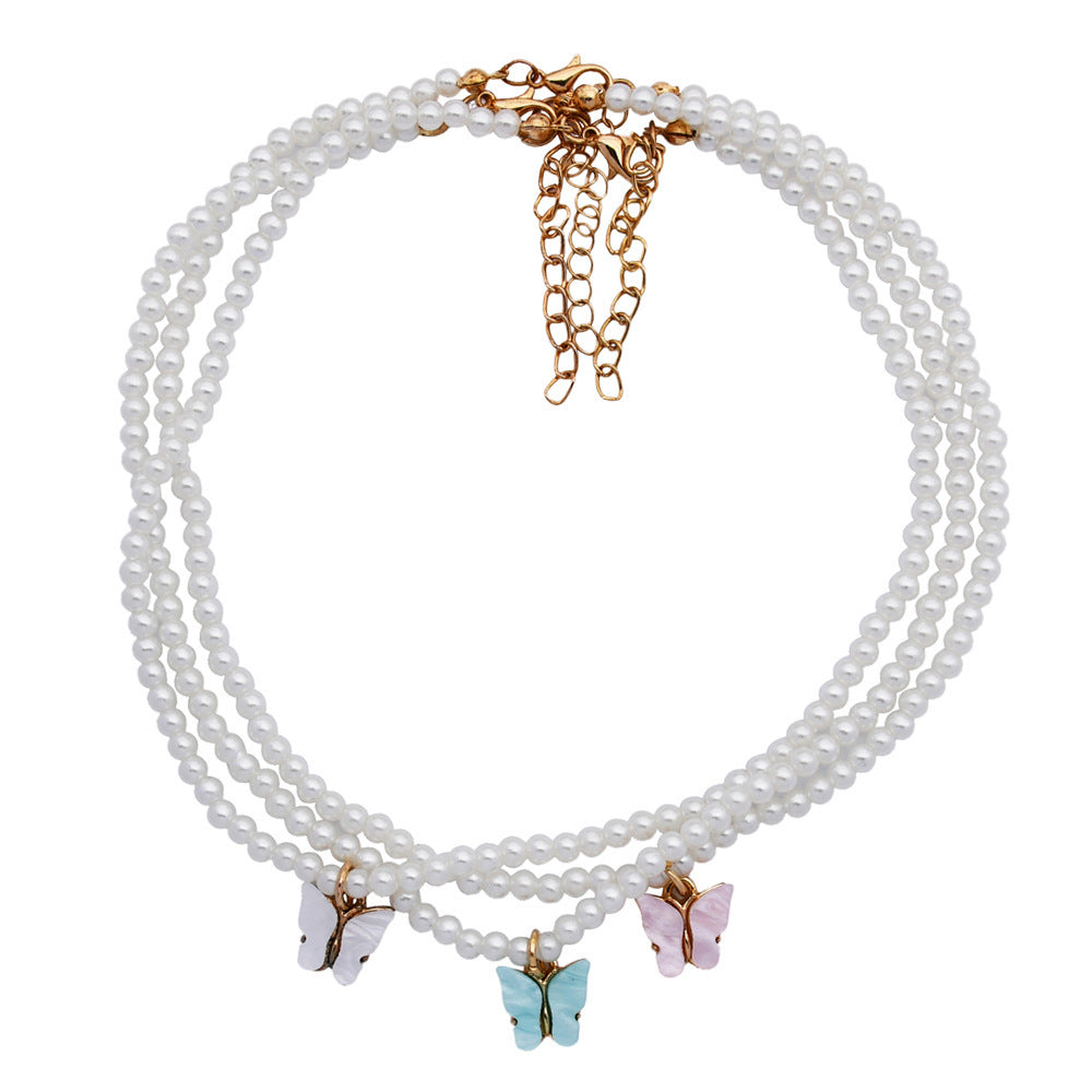Collier ras du cou élégant en perles blanches et petites perles rondes pour mariage