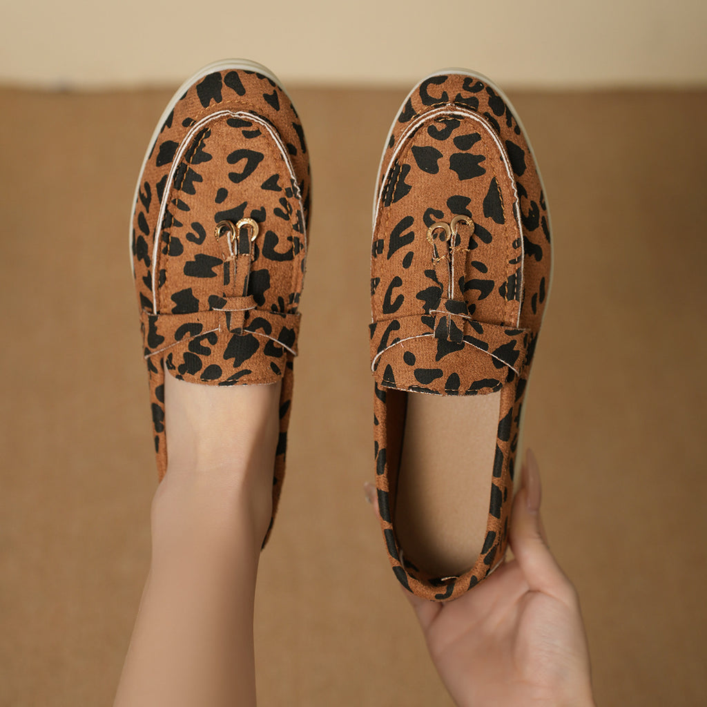 Leopard Print Casual Slip-on Pumps British Style Single-layer Shoes