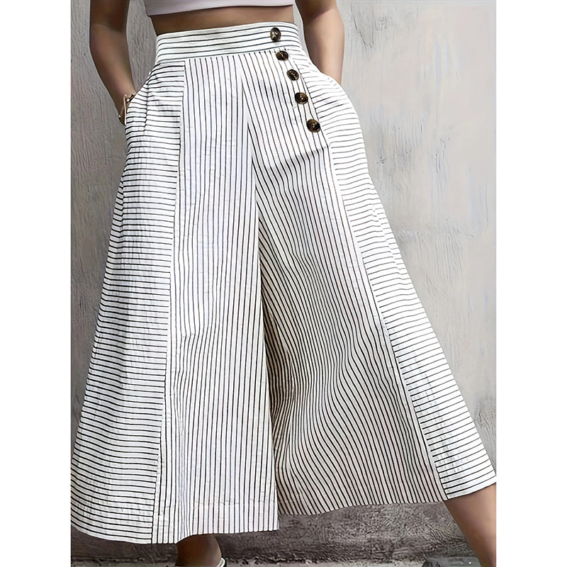 Womens Summer Casual Loose Striped Wide Leg Lounge Pants