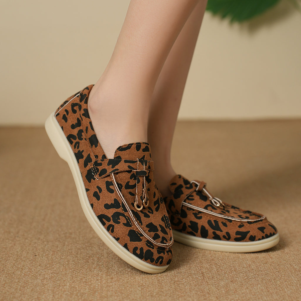 Leopard Print Casual Slip-on Pumps British Style Single-layer Shoes