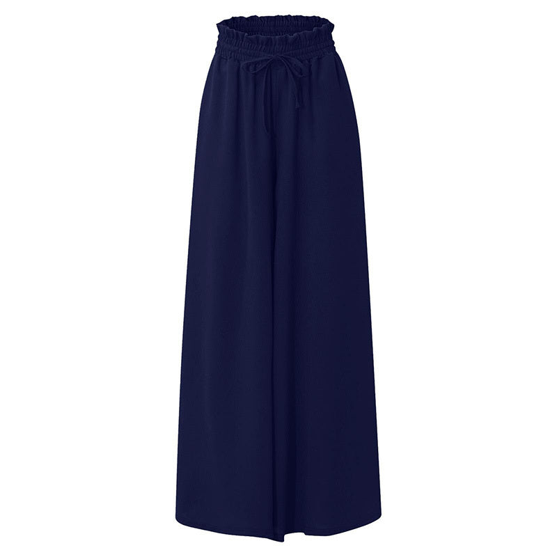 Women's High Waist Wide Leg Pants Elastic Drawstring Casual