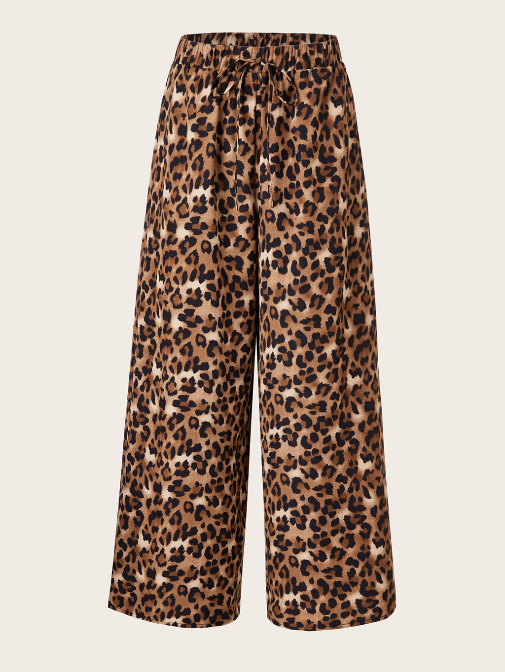 Women's Plus Size Leopard Print Wide Leg Pants - Elastic Waist
