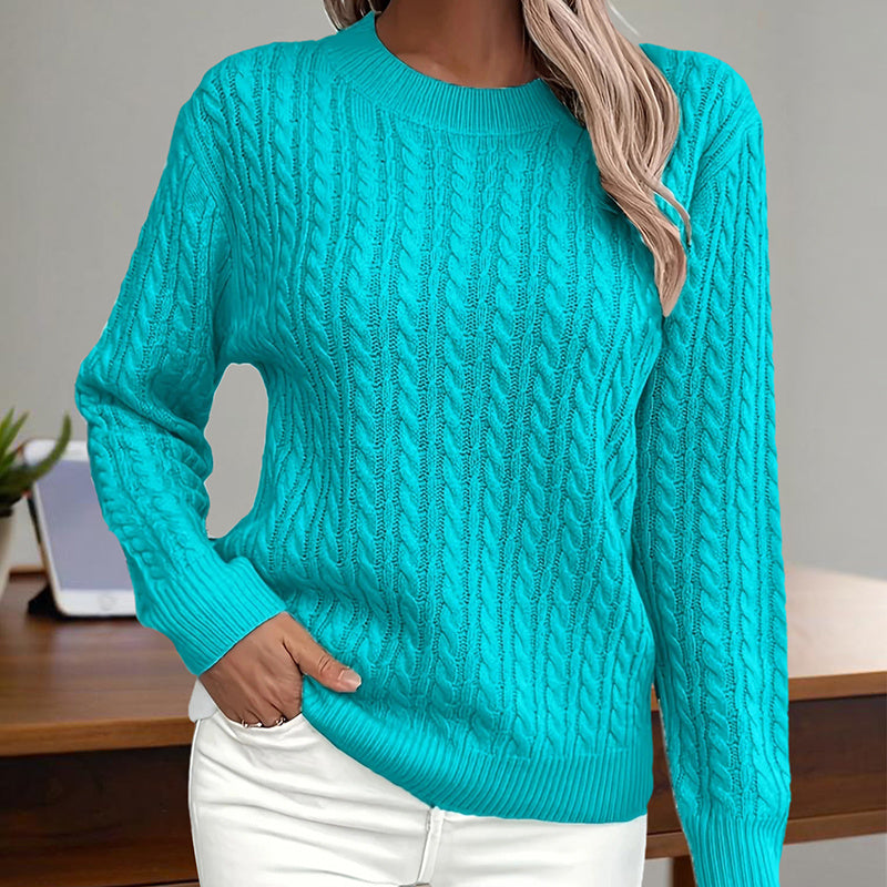 Womens Textured Long Sleeve Sweater Crewneck Pullover Dressy