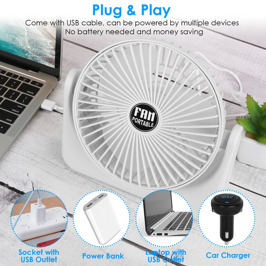 6.5in Desk Fan USB Powered 2 Speeds Table Cooling Fan