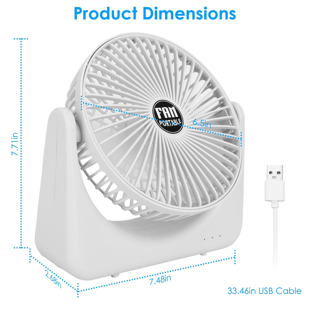 6.5in Desk Fan USB Powered 2 Speeds Table Cooling Fan
