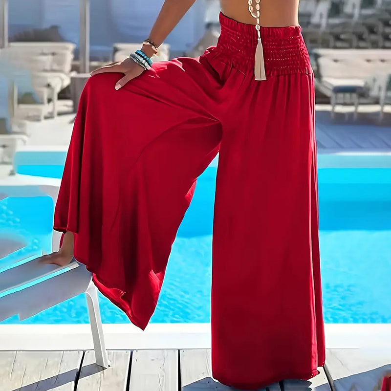 Womens Plus Size Palazzo Long Pants High Waist Wide Leg Stretchy