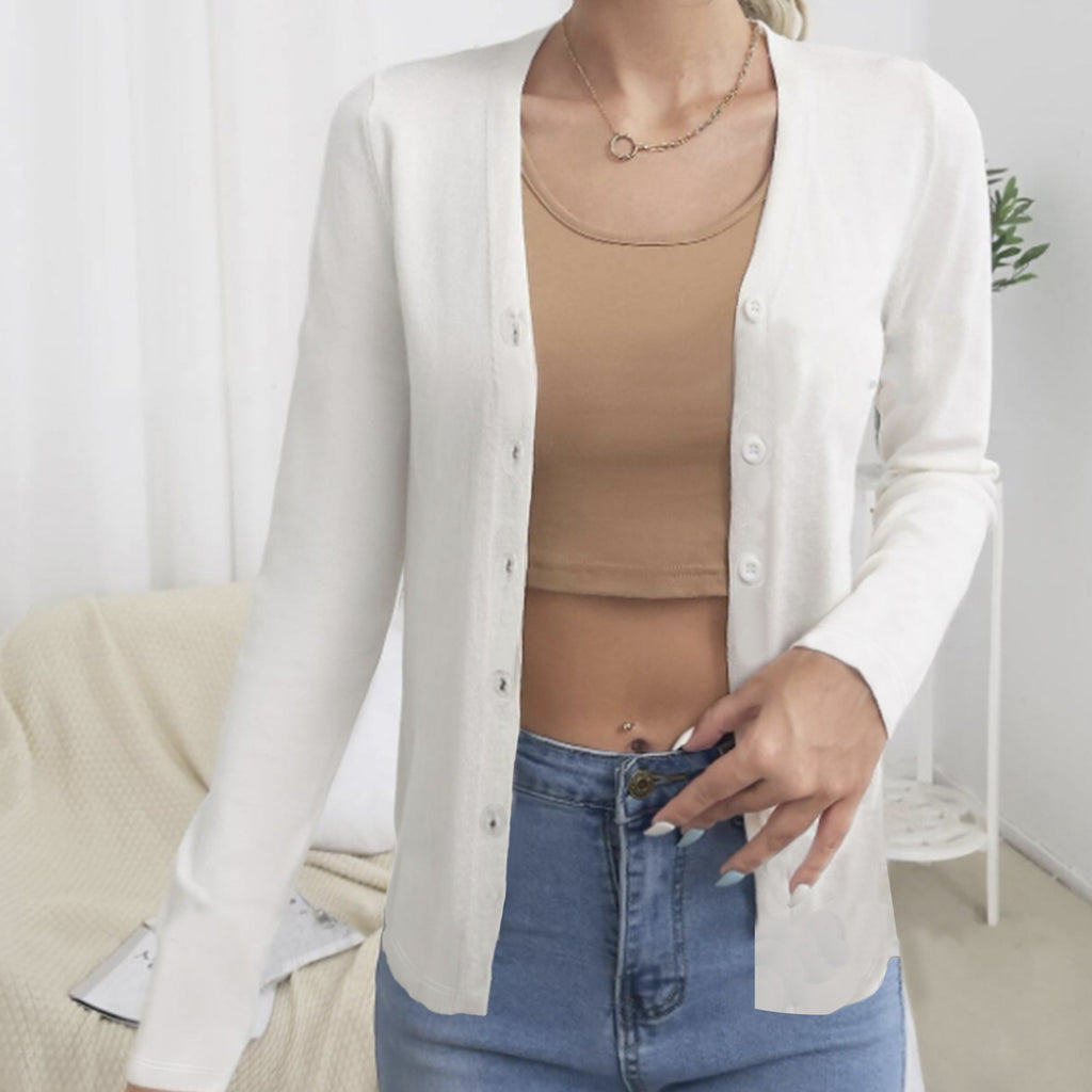Women's Solid Color Autumn And Winter New Button Detail Design