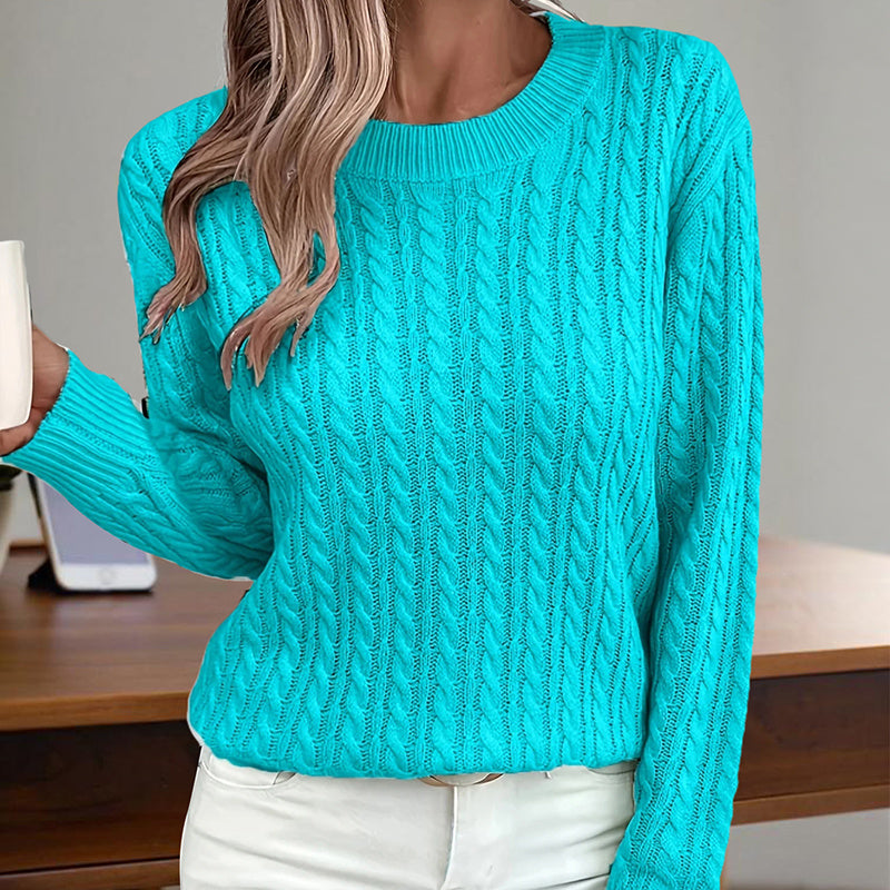 Womens Textured Long Sleeve Sweater Crewneck Pullover Dressy