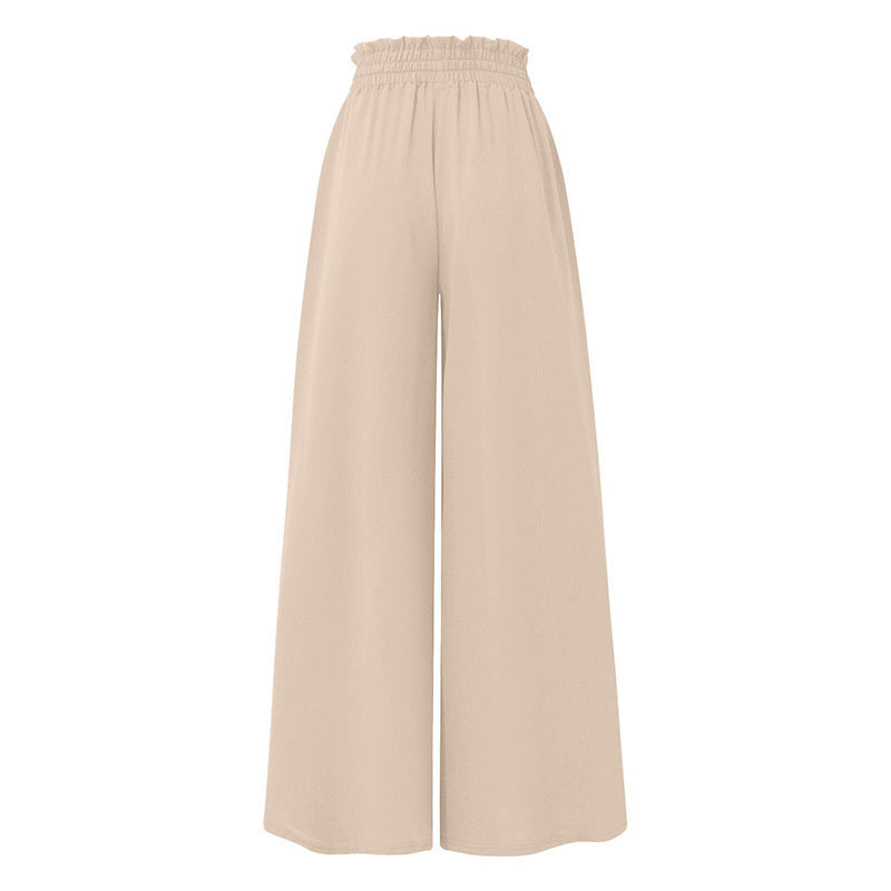 Women's High Waist Wide Leg Pants Elastic Drawstring Casual