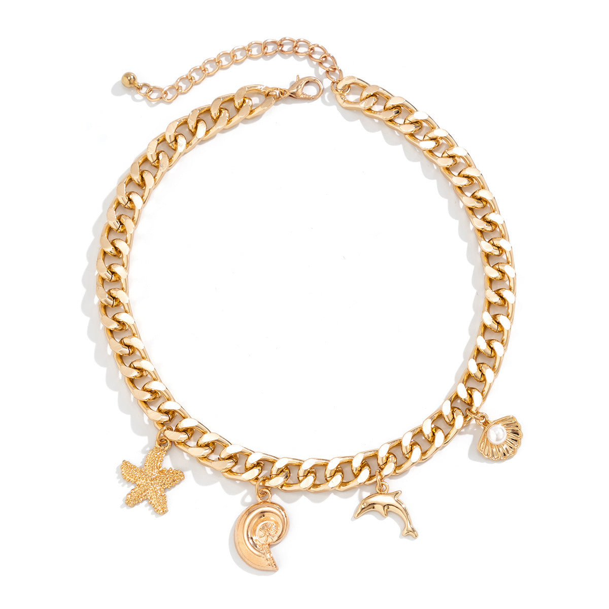 Creative Boho Conch Dolphin Starfish Pendant Choker Necklace