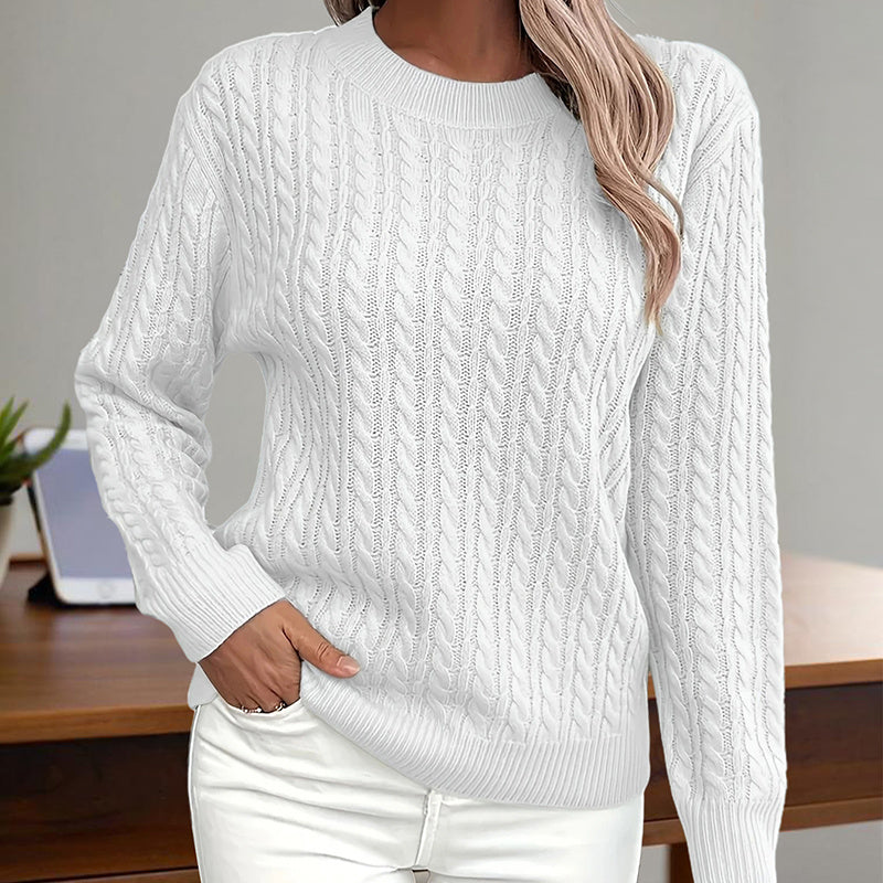 Womens Textured Long Sleeve Sweater Crewneck Pullover Dressy