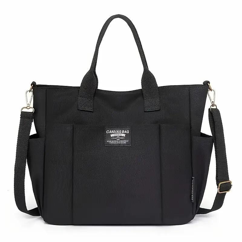 Multi Pocket Tote Bag For Women, Retro Canvas Shoulder Bag
