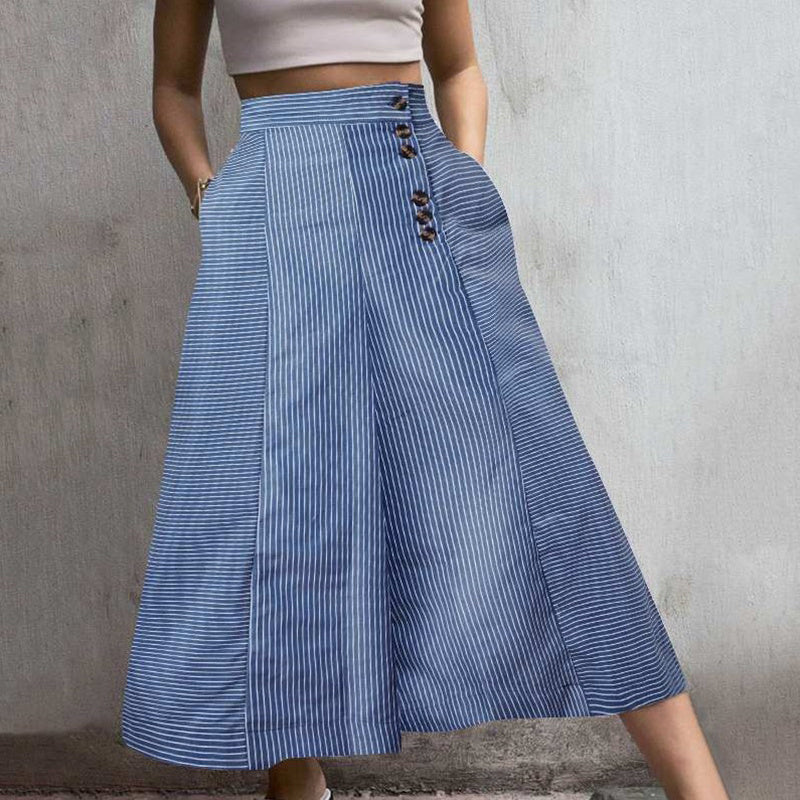 Womens Summer Casual Loose Striped Wide Leg Lounge Pants