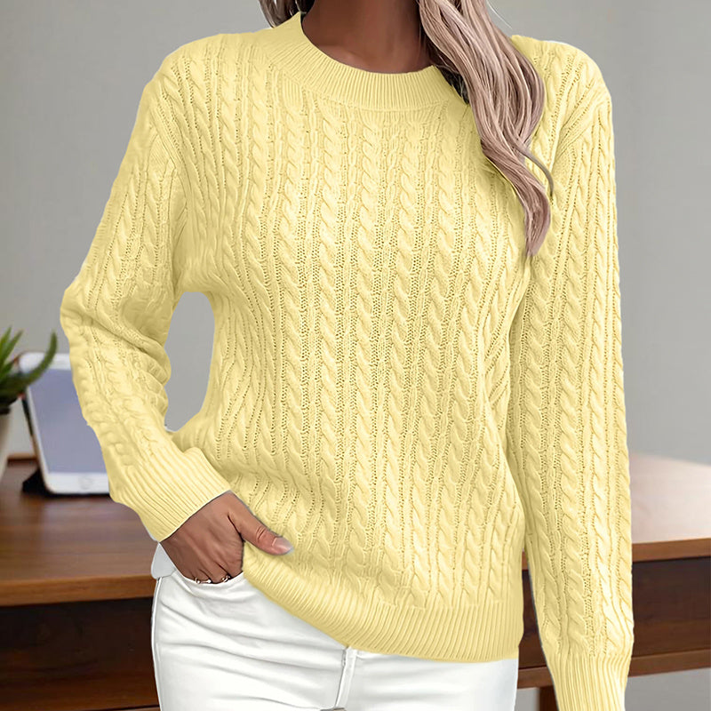 Womens Textured Long Sleeve Sweater Crewneck Pullover Dressy