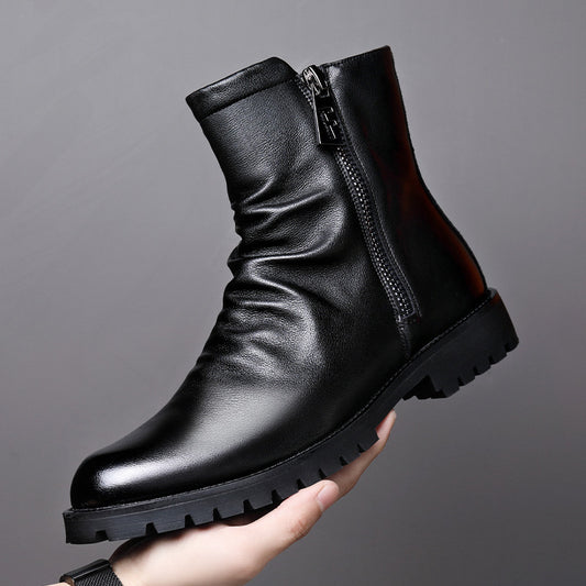 Bottes Martin montantes en cuir style britannique pour homme, automne et hiver