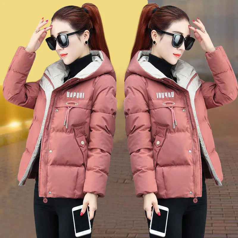 winter jacket women 2025 new Casual Parka Hooded Thick Down Cotton Padded Parka Female Jacket Short Coat Slim Warm Outwear