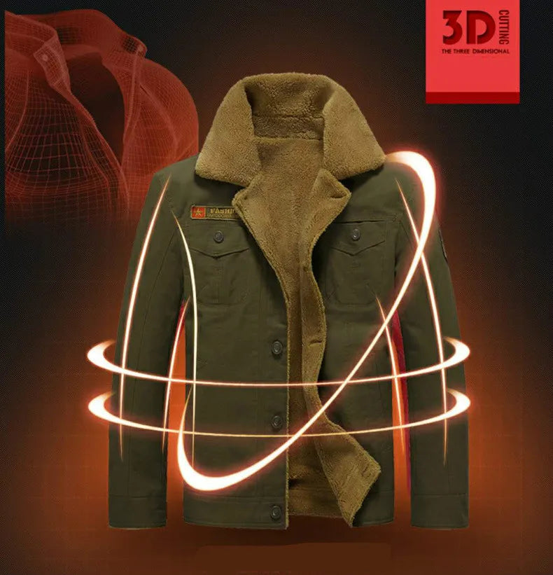 Winter Men's Cotton Jackets Turn Down Collar Long Sleeve Coats Comfy Warm Fleece Casual Denim Jacket Streetwear Oversized 5XL