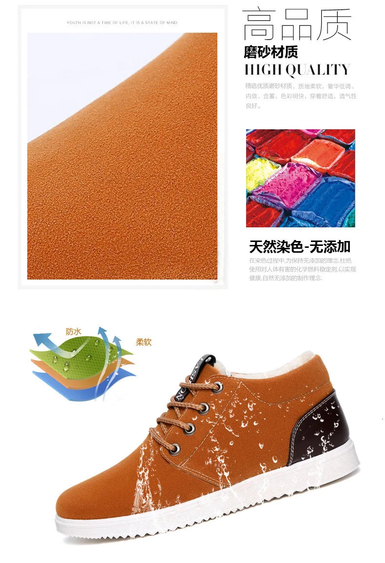 Winter Boots for Men Plush Warm Ankle Booties Men's Shoes Man Chaussure Homme Footwear Male Sneakers Plus Size