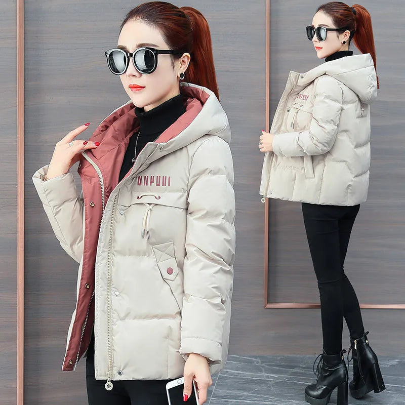 winter jacket women 2025 new Casual Parka Hooded Thick Down Cotton Padded Parka Female Jacket Short Coat Slim Warm Outwear