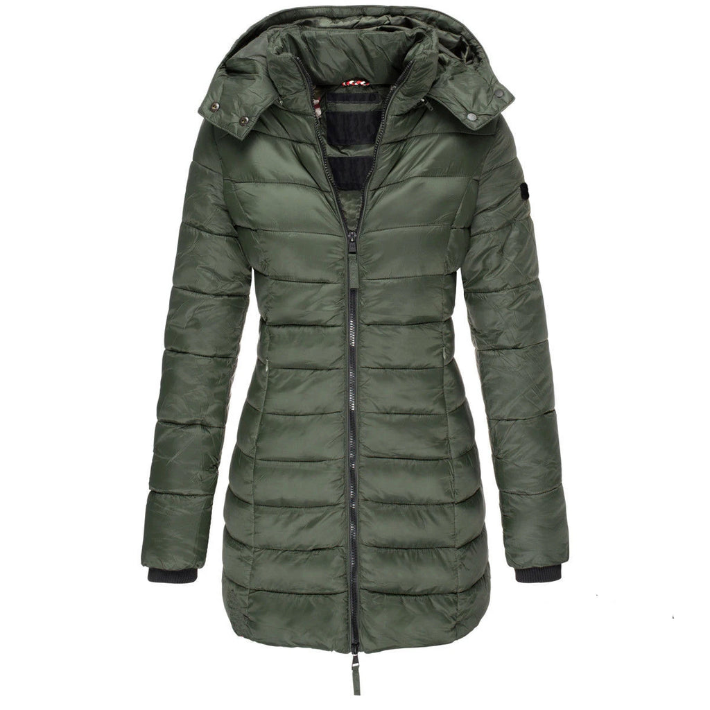 Winter Jackets for Women Zipper Hooded Cotton Padded Jackets Long Sleeve Warm Coat Slim Parka Female Portable Outwear