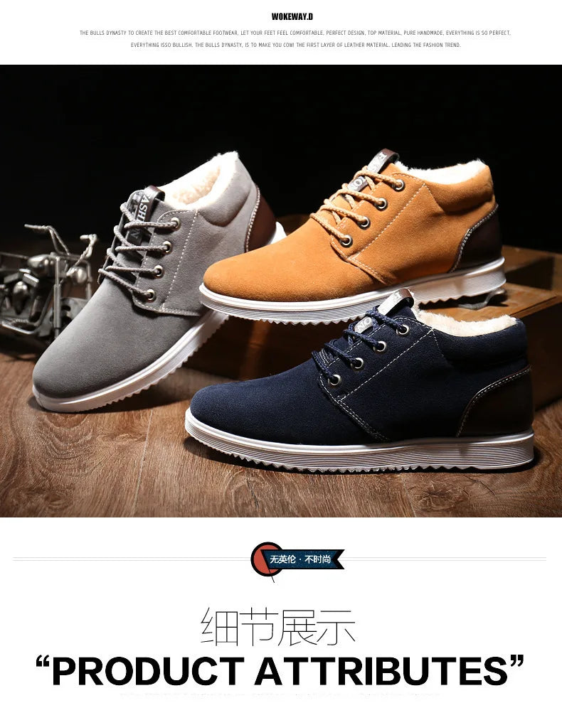 Winter Boots for Men Plush Warm Ankle Booties Men's Shoes Man Chaussure Homme Footwear Male Sneakers Plus Size