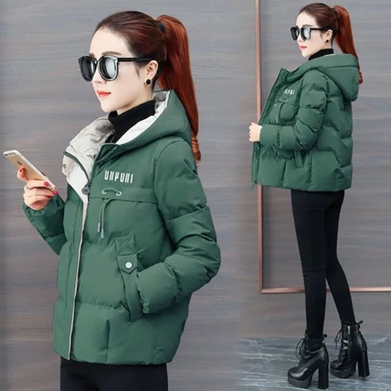 winter jacket women 2025 new Casual Parka Hooded Thick Down Cotton Padded Parka Female Jacket Short Coat Slim Warm Outwear