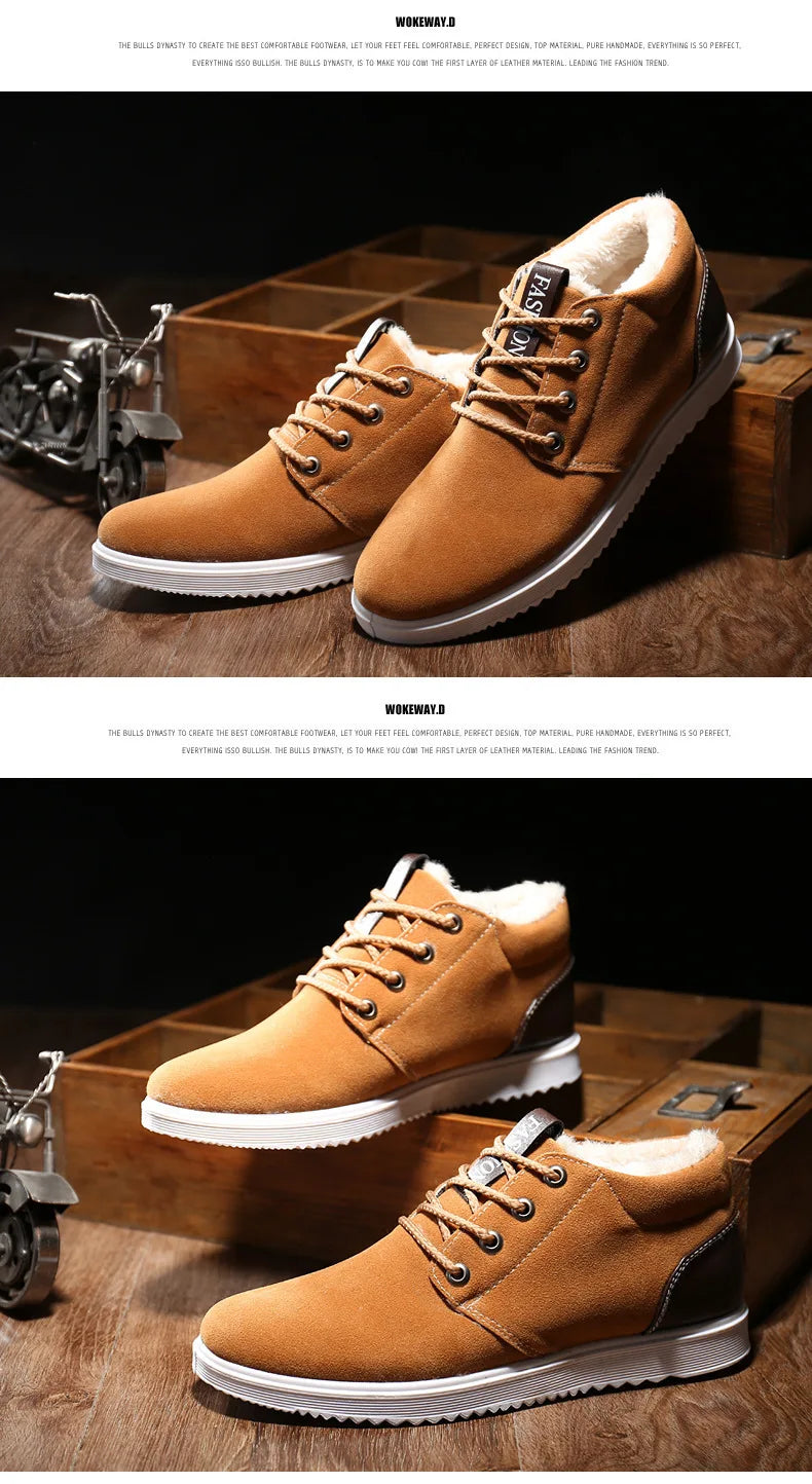 Winter Boots for Men Plush Warm Ankle Booties Men's Shoes Man Chaussure Homme Footwear Male Sneakers Plus Size