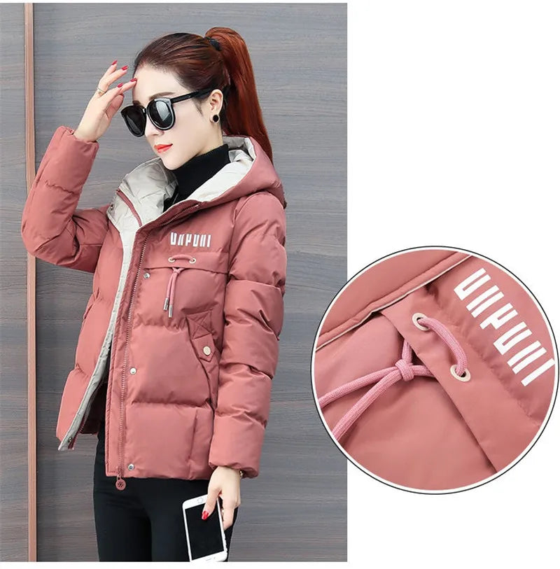winter jacket women 2025 new Casual Parka Hooded Thick Down Cotton Padded Parka Female Jacket Short Coat Slim Warm Outwear