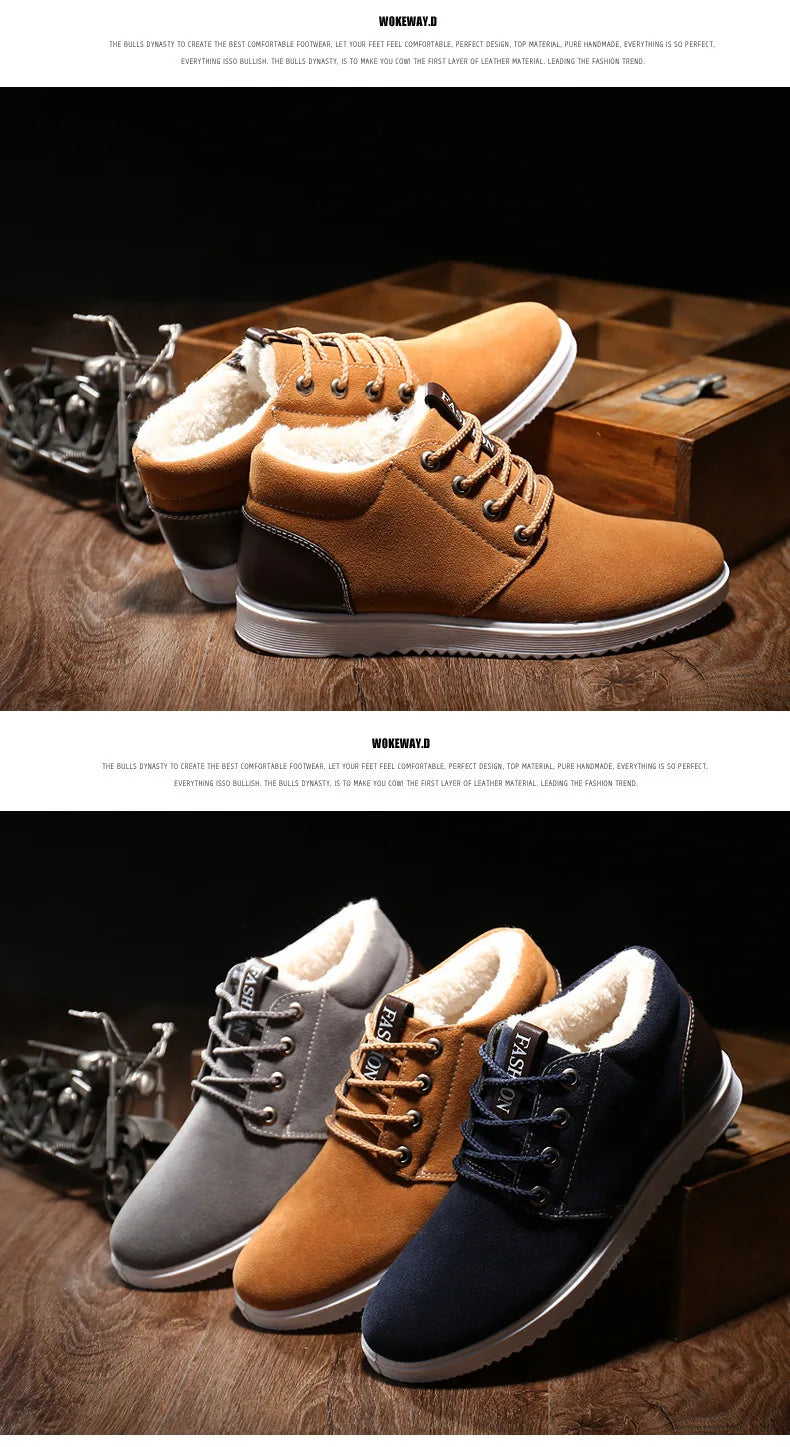 Winter Boots for Men Plush Warm Ankle Booties Men's Shoes Man Chaussure Homme Footwear Male Sneakers Plus Size