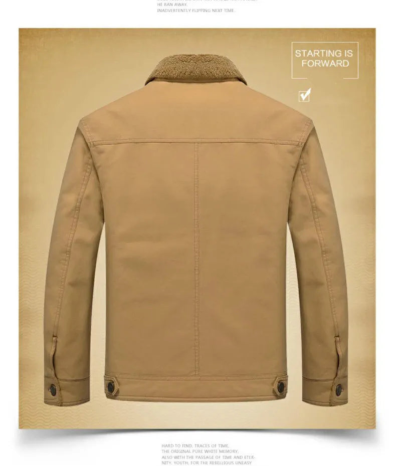 Winter Men's Cotton Jackets Turn Down Collar Long Sleeve Coats Comfy Warm Fleece Casual Denim Jacket Streetwear Oversized 5XL