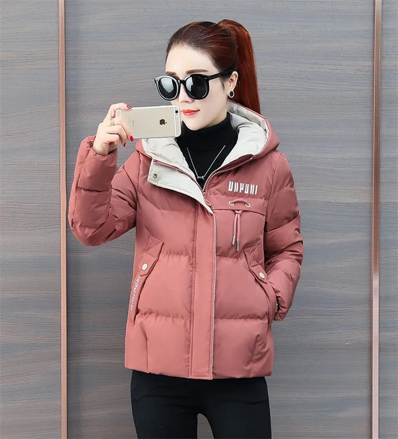 winter jacket women 2025 new Casual Parka Hooded Thick Down Cotton Padded Parka Female Jacket Short Coat Slim Warm Outwear