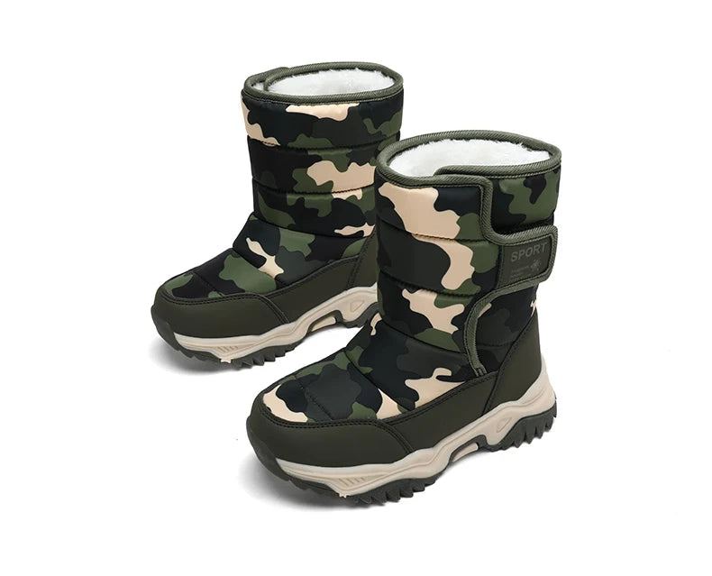 Baasploa Children Snow Boots Winter Plush Warm Ankle Boots For Boys Girls New Fashion Waterproof Cotton Shoes Non-Slip Outdoor