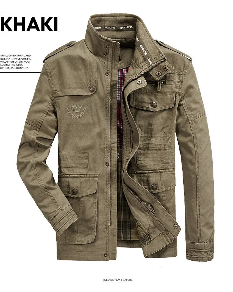 Men's Winter Cargo Jacket Cotton Business Casual Military Multi-pocket Male Air Force Pilot Jacket Outwear Coats Chaqueta Hombre