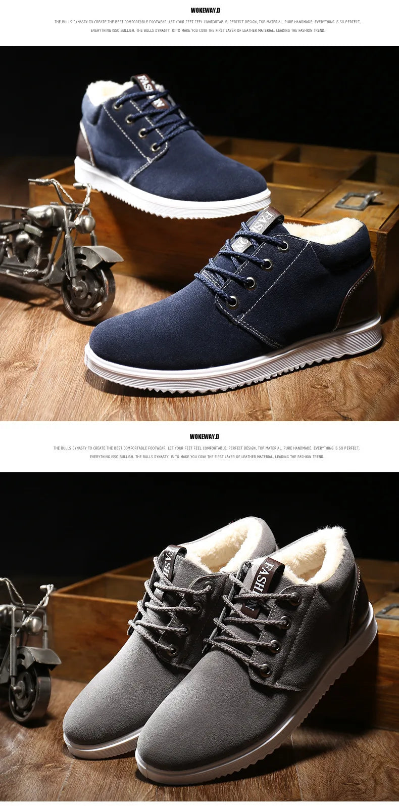 Winter Boots for Men Plush Warm Ankle Booties Men's Shoes Man Chaussure Homme Footwear Male Sneakers Plus Size