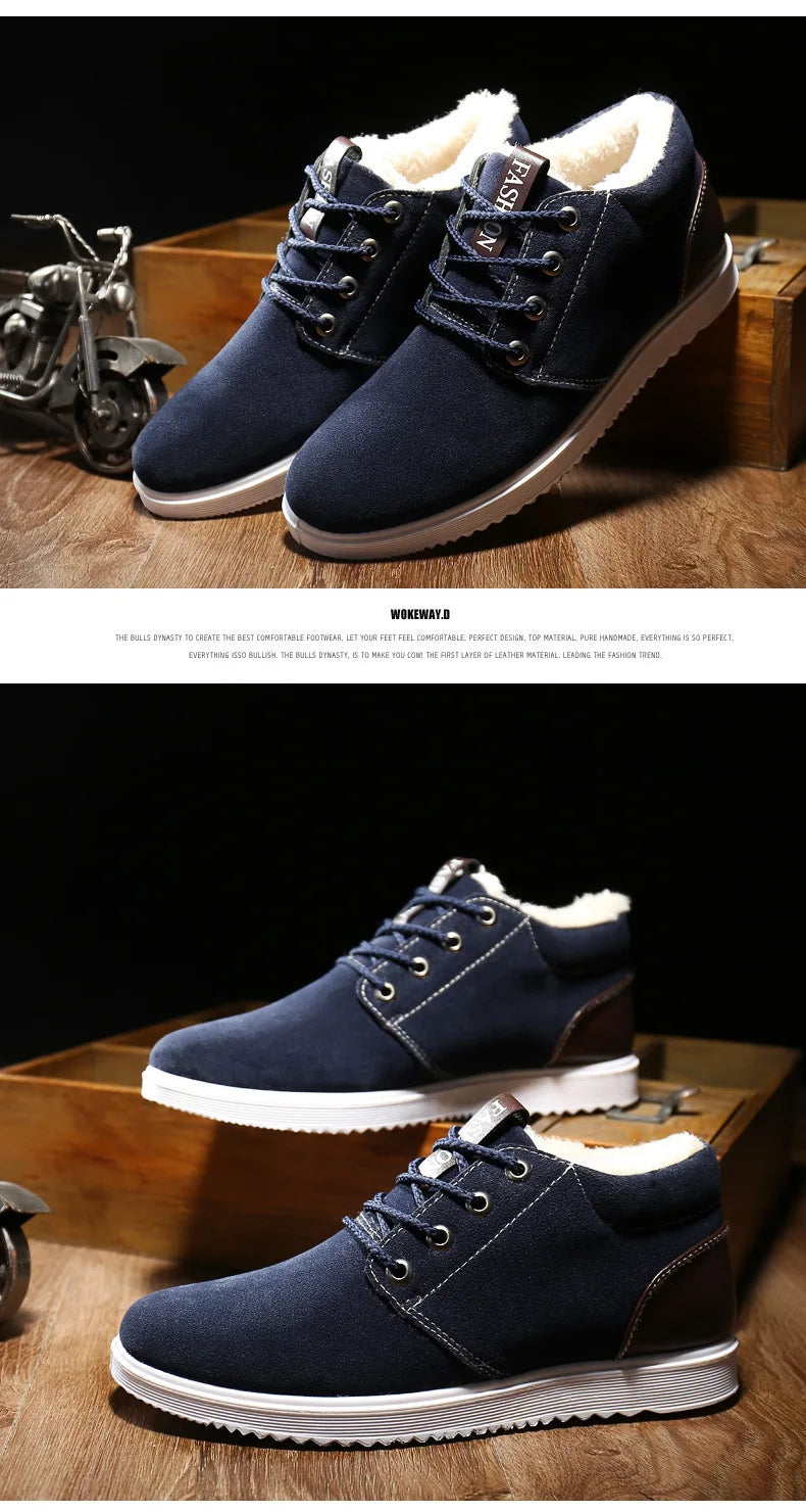 Winter Boots for Men Plush Warm Ankle Booties Men's Shoes Man Chaussure Homme Footwear Male Sneakers Plus Size