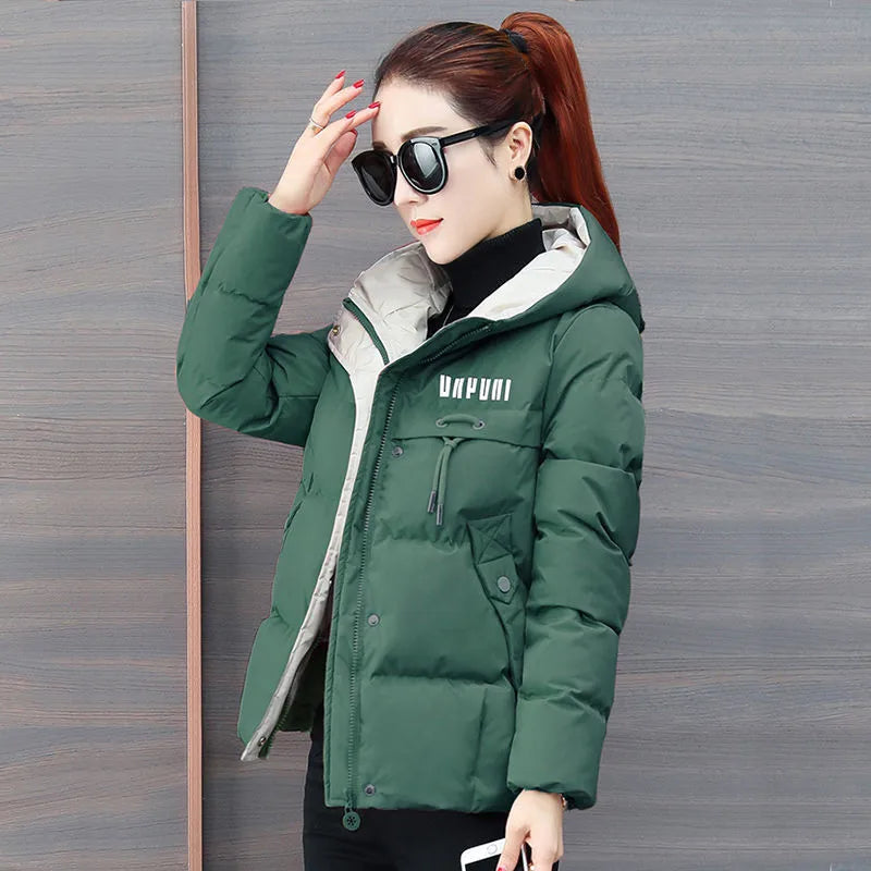 winter jacket women 2025 new Casual Parka Hooded Thick Down Cotton Padded Parka Female Jacket Short Coat Slim Warm Outwear
