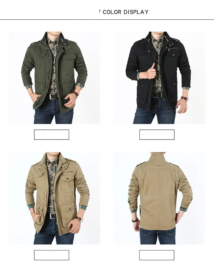 Men's Winter Cargo Jacket Cotton Business Casual Military Multi-pocket Male Air Force Pilot Jacket Outwear Coats Chaqueta Hombre