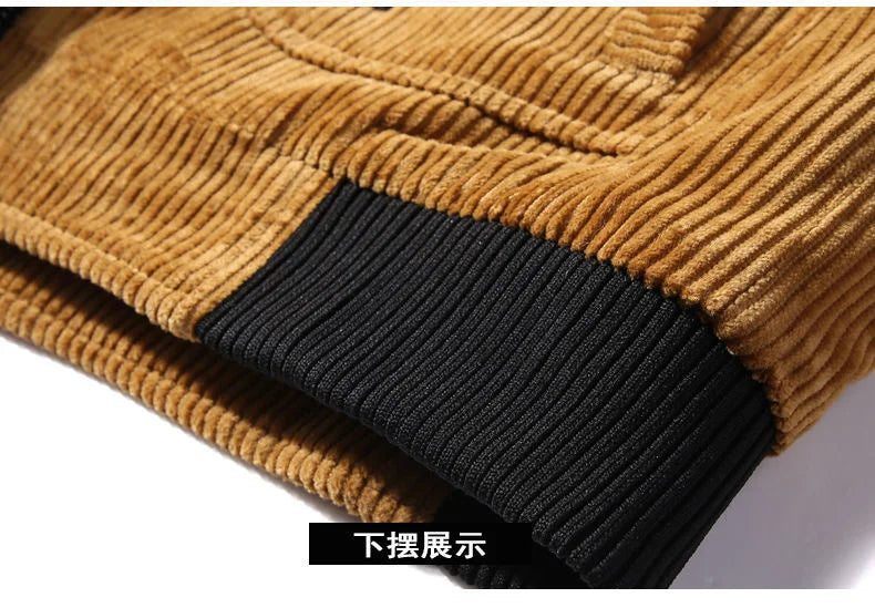 Mens Warm Winter Corduroy Jackets and Coats Fur Collar Winter Casual Jacket Outwear Male Thermal Windbreaker Plus Size 6XL