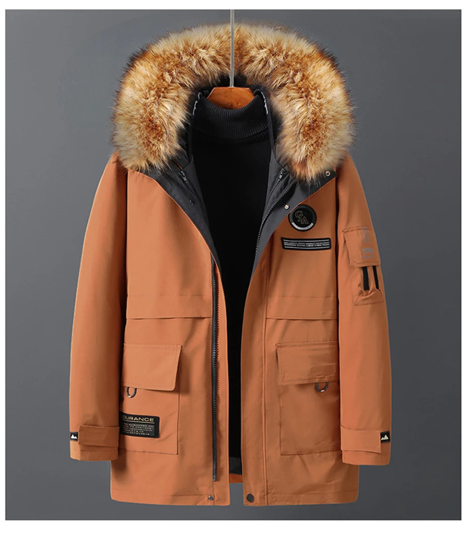 Plus Size 10XL Parkas Winter Fur Collar Jackets Men Jacket Thickened Warm Hooded Coats Male Outerwear Removable Liner Jacket