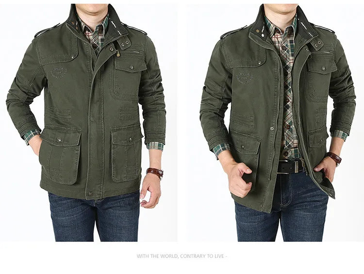 Men's Winter Cargo Jacket Cotton Business Casual Military Multi-pocket Male Air Force Pilot Jacket Outwear Coats Chaqueta Hombre