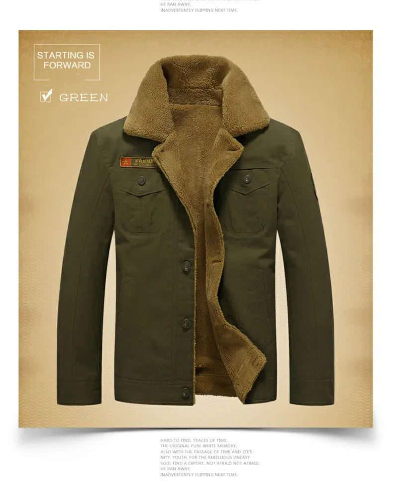 Winter Men's Cotton Jackets Turn Down Collar Long Sleeve Coats Comfy Warm Fleece Casual Denim Jacket Streetwear Oversized 5XL