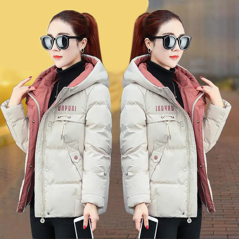 winter jacket women 2025 new Casual Parka Hooded Thick Down Cotton Padded Parka Female Jacket Short Coat Slim Warm Outwear