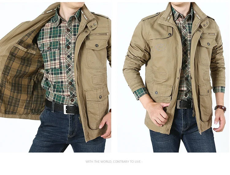 Men's Winter Cargo Jacket Cotton Business Casual Military Multi-pocket Male Air Force Pilot Jacket Outwear Coats Chaqueta Hombre