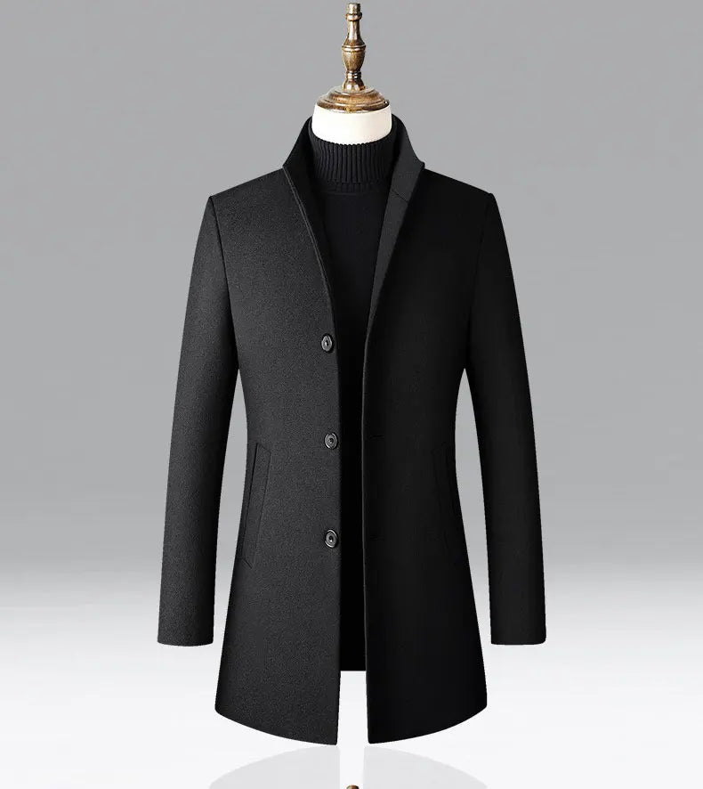 Winter Jacket Men Wool Pea Coat Oversized Overcoat Solid Business Casual Coat Men's Clothing Woollen Coats 4XL AF2011