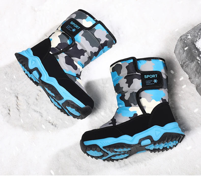 Baasploa Children Snow Boots Winter Plush Warm Ankle Boots For Boys Girls New Fashion Waterproof Cotton Shoes Non-Slip Outdoor