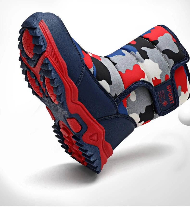 Baasploa Children Snow Boots Winter Plush Warm Ankle Boots For Boys Girls New Fashion Waterproof Cotton Shoes Non-Slip Outdoor